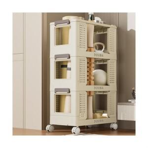 이동식 다용도 핸드 트롤리 3단 대용량 요가매트 홈트기구 운동용품 정리하다 보관함