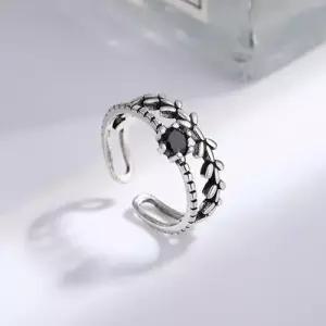 흑요석 레이어드 투라인 잎 반지 커플 예쁜 가족 학생 WCFBD73