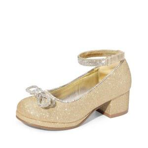 드림 페어 여아 드레스 슈즈 플랫폼 청키 힐 발목 스트랩 프린세스 플랫 플라워 파티 리틀 빅 키드 웨딩 펌프