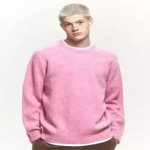 [국내백화점]  헤지스 맨 [25FW] [시즌오프][셔틀랜드 울] 핑크 멜란지 쉐기독 크루넥 니트 HZSW5D407P2 부