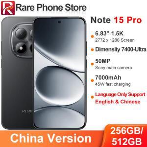 중국 버전 샤오미 레드미 노트 15 프로 256GB512GB 디멘시티 7400-울트라 50MP+20MP 카메라 45W 7000mAh 배