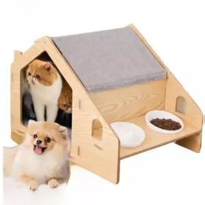 고양이 고양이집 원목 실외 집 사계절 하우스 반려동물 밀폐형 침대 방석