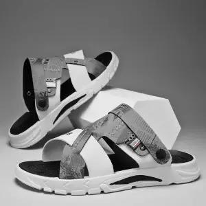 낚시신발 남성용 고무 샌들 가죽 슬리퍼 캐주얼 야외 비치 슬라이드 여름 남성 신발 플립 플롭 착용 워킹