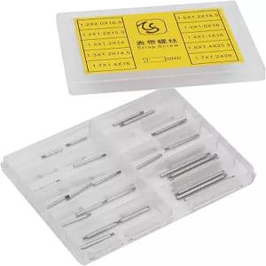 코드리리 100Pcs 시계 밴드 나사 교체 스테인리스 스틸 2박스 키트 10사이즈 스프링 바 수리용 핀
