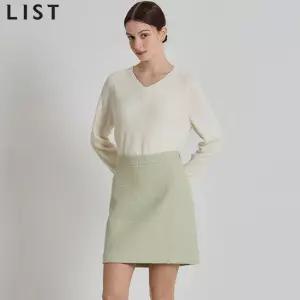 리스트 울 트위드 베이직 미니 스커트
