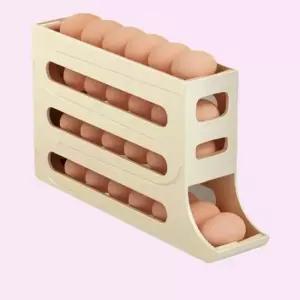 bns 3단 오토롤링 냉장고정리 대용량 에그홀더 공간 계란트레이 3층계란보관함