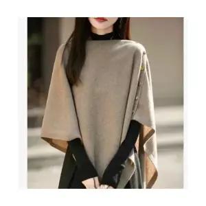 여자 니트 라운드넥 프렌치 솔리드 케이프 가을 겨울 따뜻한 망토 상의 넥워머 패션 MACHI4