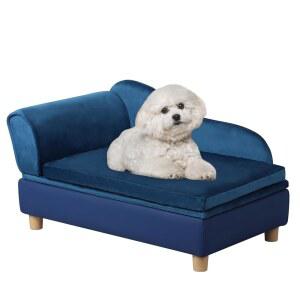 반려동물 침대 소파, 수납 가능한 강아지 침대, 탈착식 및 세척 쿠션이 있는 작은 고양이와 강아지를 위한 편안한 소파 침대(파란색)