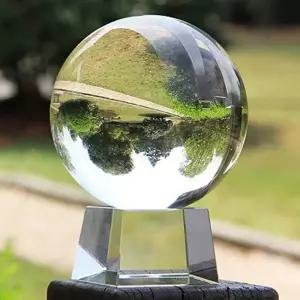 구슬 유리 받침 투명 수정구 9cm 크리스탈볼 천가방 자수정 볼 태양계