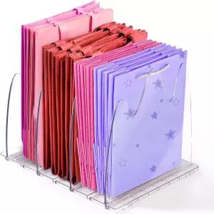 재사용 가능한 쇼핑백 정리함 조절 선물 가방 아크릴 선반 칸막이 수납 40개 이상의 종이 도시락 토트 천