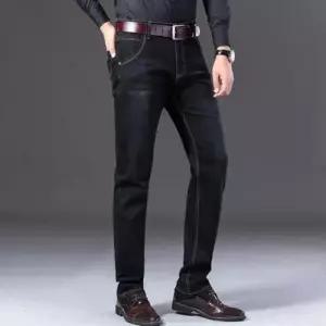 레저팬츠 방한 블랙진 남자 남성 데님팬츠 기모 겨울 융털 스판 WFJHMTK