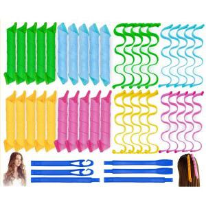 40PCS 헤어 컬링기 무열 매직 롤러 웨이브 및 스파이럴 투 스타일 포머(20인치), 6PCS 스타일링 후크 키트, 대부분의 짧고 중간 스타일에 열 손상 없음