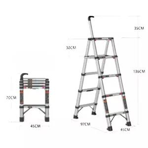 접이식 5단 길이조절 아웃트리거 전도방지 사다리 A형