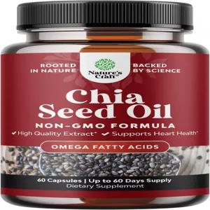 치아 씨드 오일 추출 캡슐 - 소화 및 면역 지원과 심장 을 위한 식물성 오메가 3 6 9 보충제 일일 섬유