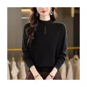 마르소 여성레이스블라우스 레이스 반폴라 니트 예쁜 스웨터 가을 겨울 이너 빅사이즈 UNO4