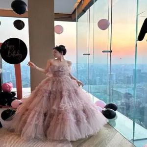 핑크드레스 웨딩스냅촬영 파티룩 피로연 결혼식 2부 럭셔리 공주풍