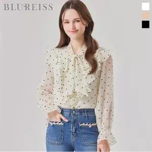[블루레이스] 하트나염 프릴 시스루 블라우스_B6S1BL5231