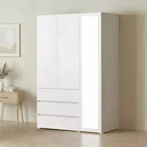 [가구] 마일 터치 행거 3단 서랍+전신거울 옷장 세트 1200