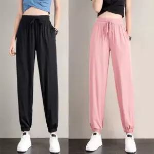 여성조거팬츠 여름 냉장고 빅사이즈 밴딩 아이스 바지 쿨링팬츠 여름바지 여자골지바지