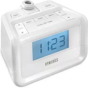 HoMedics 듀얼 알람 디지털 FM 시계 라디오 타임 프로젝션 8가지 편안한 자연음 LED 디스플레이 멀티