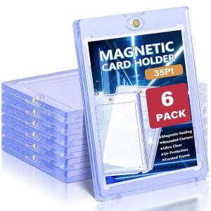 Kitoyz 트레이딩 카드용 6개입 마그네틱 카드 홀더 케이스 - 35pt 자석 탑 로더 야구 홀더, 자외선 차단 아크릴 스크류 다운 프로텍터, 게임 카드, 축구, 스포츠 카드에 적합