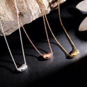 925 스털링 실버 완두콩 목걸이 심플하고 섬세한 체인 액세서리 여성의 일상 캐주얼 착용에