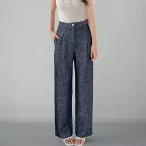 여성 링클프리 여름용 데님 핀턱 롱 와이드 스판 쿨 진