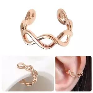 14KGP 체인 트위스트 로즈골드 링 귀찌 이어커프