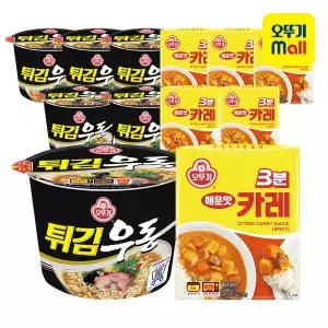 [오뚜기][카레튀김우동SET] 튀김우동 용기 6개+3분카레 매운맛 6개
