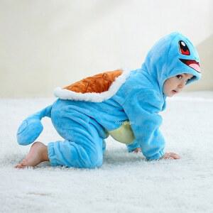 소년 소녀 SQUIRTLE 의상 0-3 Y ROMPER 코스프레 KIGURUMI 파란색 귀여운 잠옷 ONESIE 할로윈 동물
