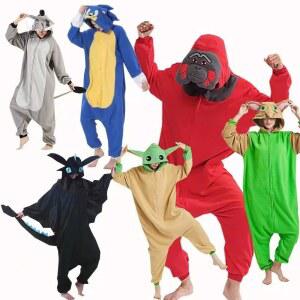 가을 겨울 플러시 성인 만화 동물 잠옷 핑크 인형 커플 홈 의류 화장실 스타일 잠옷 홈 편안한