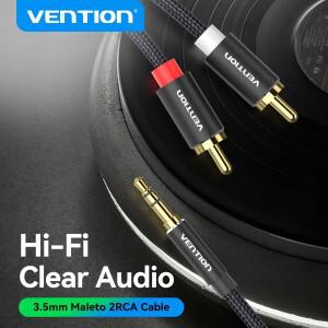 Vention 3.5mm ~ 2RCA 케이블 Hi-Fi 분배기 스마트 폰용 Aux TV 박스 오디오 증폭기 스피커 홈 시어터