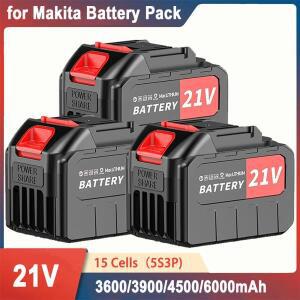 5S3P 3600390045006000mAh 21V 충전식 배터리 팩 마키타 무선 드라이버 드릴 체인톱 블로워 전동 공구용