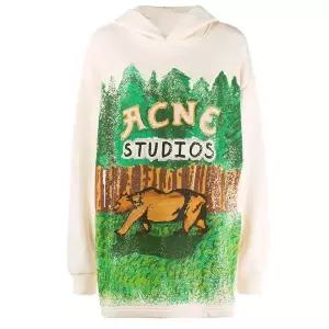 [아크네스튜디오]자이언트 레비 프린트 후드티 그린에쿠르 114621831