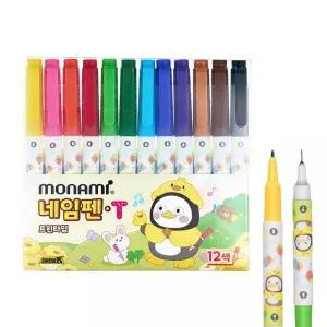 모나미 펭수 네임펜T 12색 트윈타입 캐릭터 유성마카 트윈 유성펜 양면 
