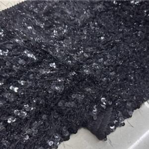 수놓은 벨벳 스팽글 패브릭 여름 블랙 레이스 드레스 직물 Diy 바느질 의류 디자이너 천 미터로