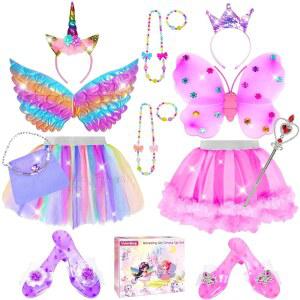 공주 여자아이를 나비 위한 4 머리띠 소녀 여자아이들을 3 업 날개 코스튬 주얼리 6 튜투 4-6 7 세트 선물 유니콘 장난감 요정 드레스 옷 5 신발