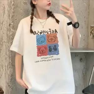 곰돌이 2컬러 상의 캐릭터 반팔티 오버핏 프린팅