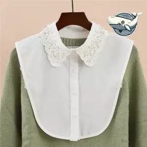깔끔한 레이스 카라진주 장식 탑 여름 레이스케이프 넥레이스 목레이스 목칼라 넥셔츠