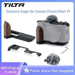 TILTA TA-T82 Canon PowerShot V1용 빈티지 카메라 케이지(검은색 마이크 포함) 윈드스크린 상단 플레이트