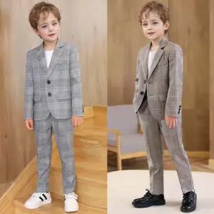 엘빈 글렌 체크 투버튼 정장 세트 자켓 티셔츠 바지.