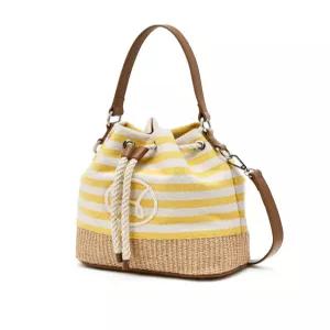 헤지스 골프 여성 26SS 오렌지 여성 스트라이프 코튼 버킷백 HWBA6E303O1