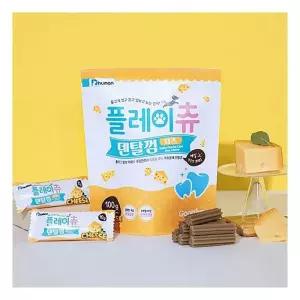 듀먼 강아지껌 간식 양치 치석제거 플레이츄 덴탈 치즈맛 100g 1팩