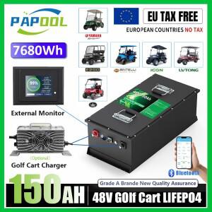 LiFePO4 골프 카트 리튬 배터리 팩 스마트 블루투스 200A BMS 모니터 EU US 주식 48V 150Ah 51.2V 6000 +
