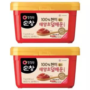 청정원순창 100% 현미 태양초 덜매운 고추장 골드, 1kg, 2개