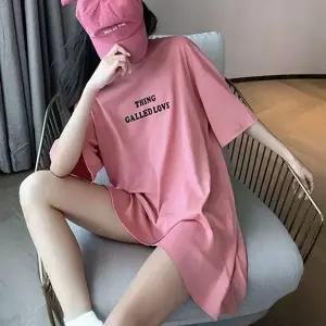 [골드스마일]레이디스쓰리컬러 귀여운 프린트 스탠다드 숏슬리브 티