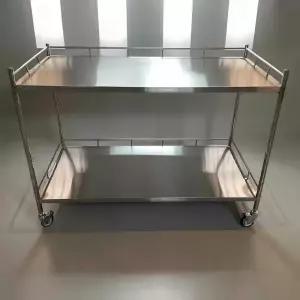 2단 선반 스테인레스 이동식 가판대 진열대 트레이 트롤리 철제