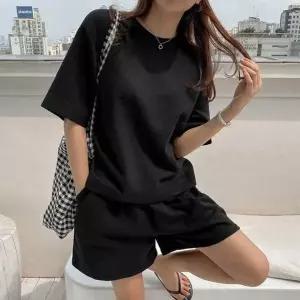 여성 여름 여행용 반팔 반바지 허리밴딩 쿨링 팬츠 캐주얼 외출복