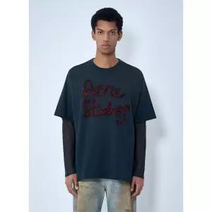 아크네스튜디오 로고 장식 레이어드 반팔 티셔츠 AL0503 AA2