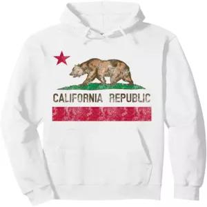 캘리포니아 국기 곰 빈티지 기념품 선물 풀오버 후드티